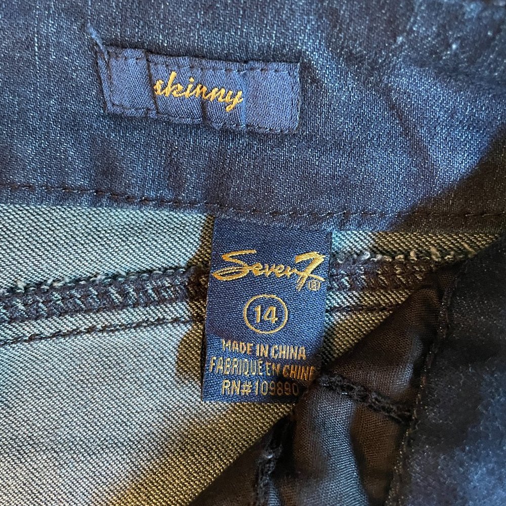 Size 14 Seven7 Tummyless dark wash skinny jeans - Picture 6 of 16